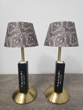 Set of 2 Tahari Halloween Rechargable Table Lamps Skull & Bats  Brand new